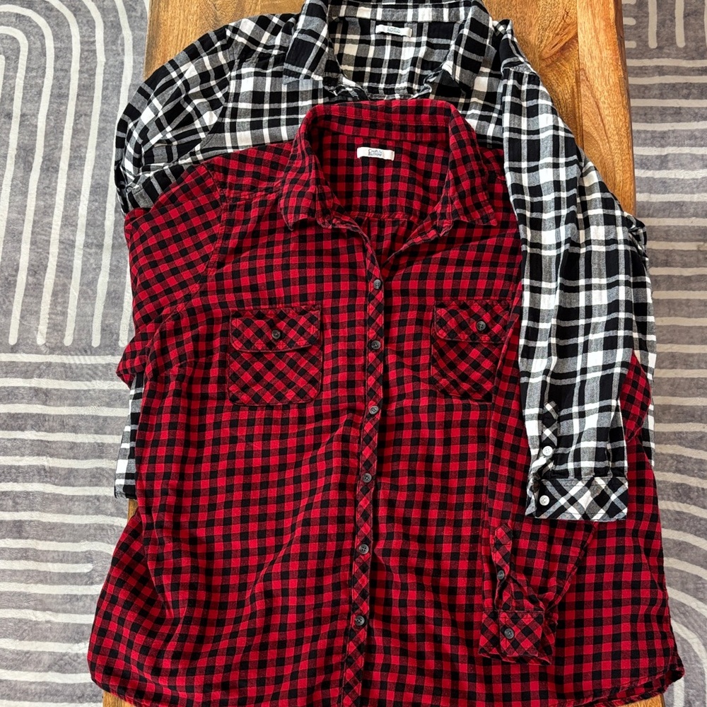 Croft & Barrow Red and Black Plaid Flannel Shirts